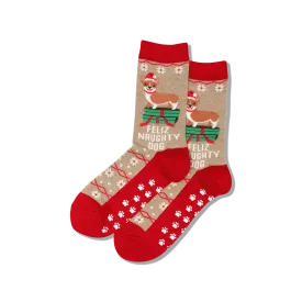 "Feliz Naughty Dog" Crew Socks by Hot Sox - Medium