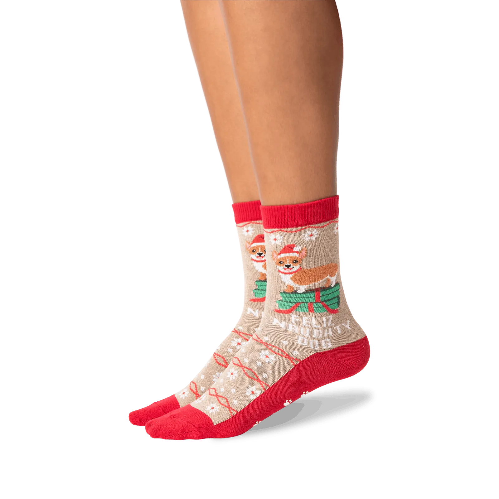 "Feliz Naughty Dog" Crew Socks by Hot Sox - Medium