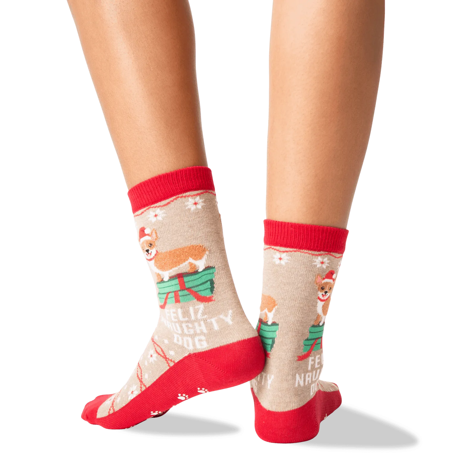 "Feliz Naughty Dog" Crew Socks by Hot Sox - Medium