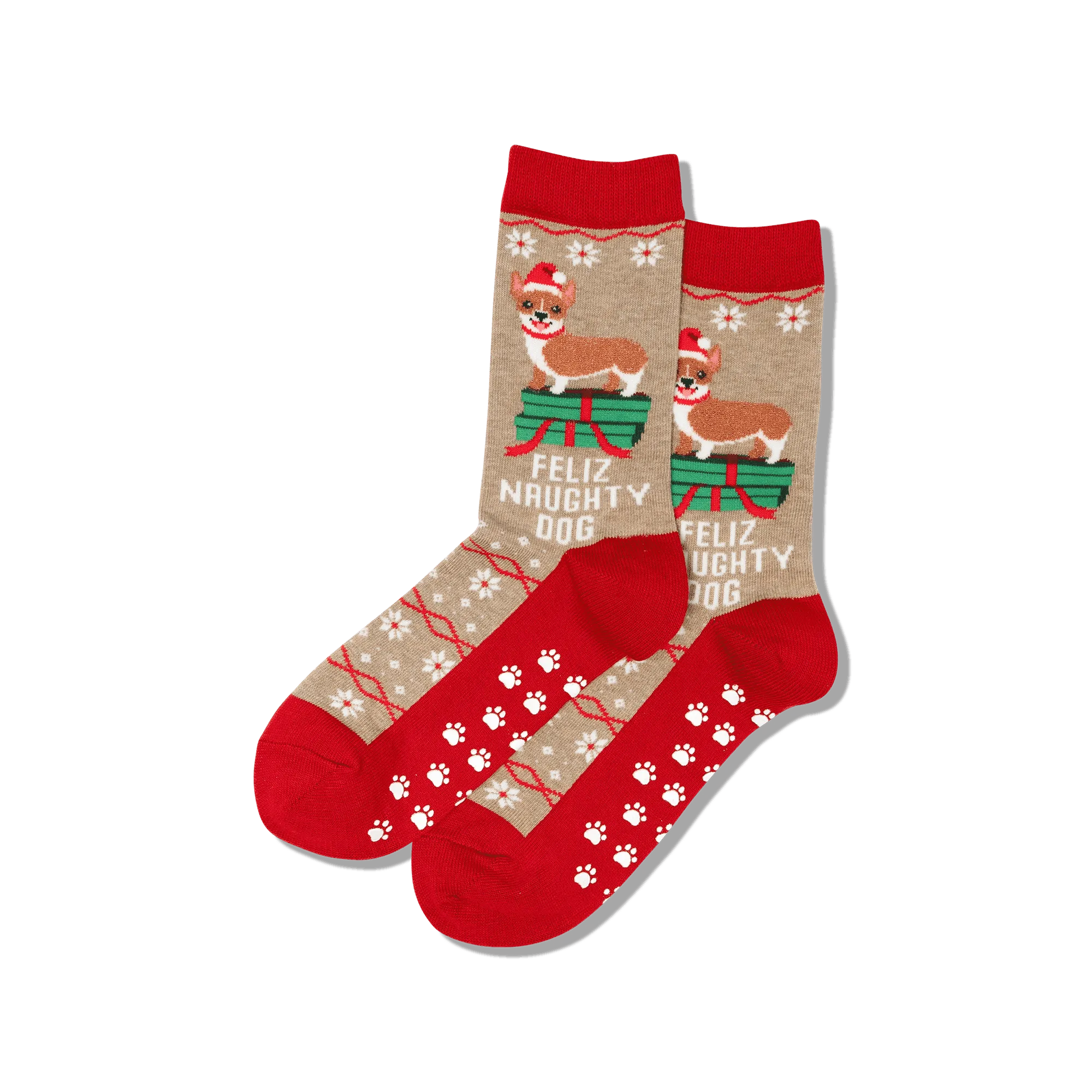 "Feliz Naughty Dog" Crew Socks by Hot Sox - Medium