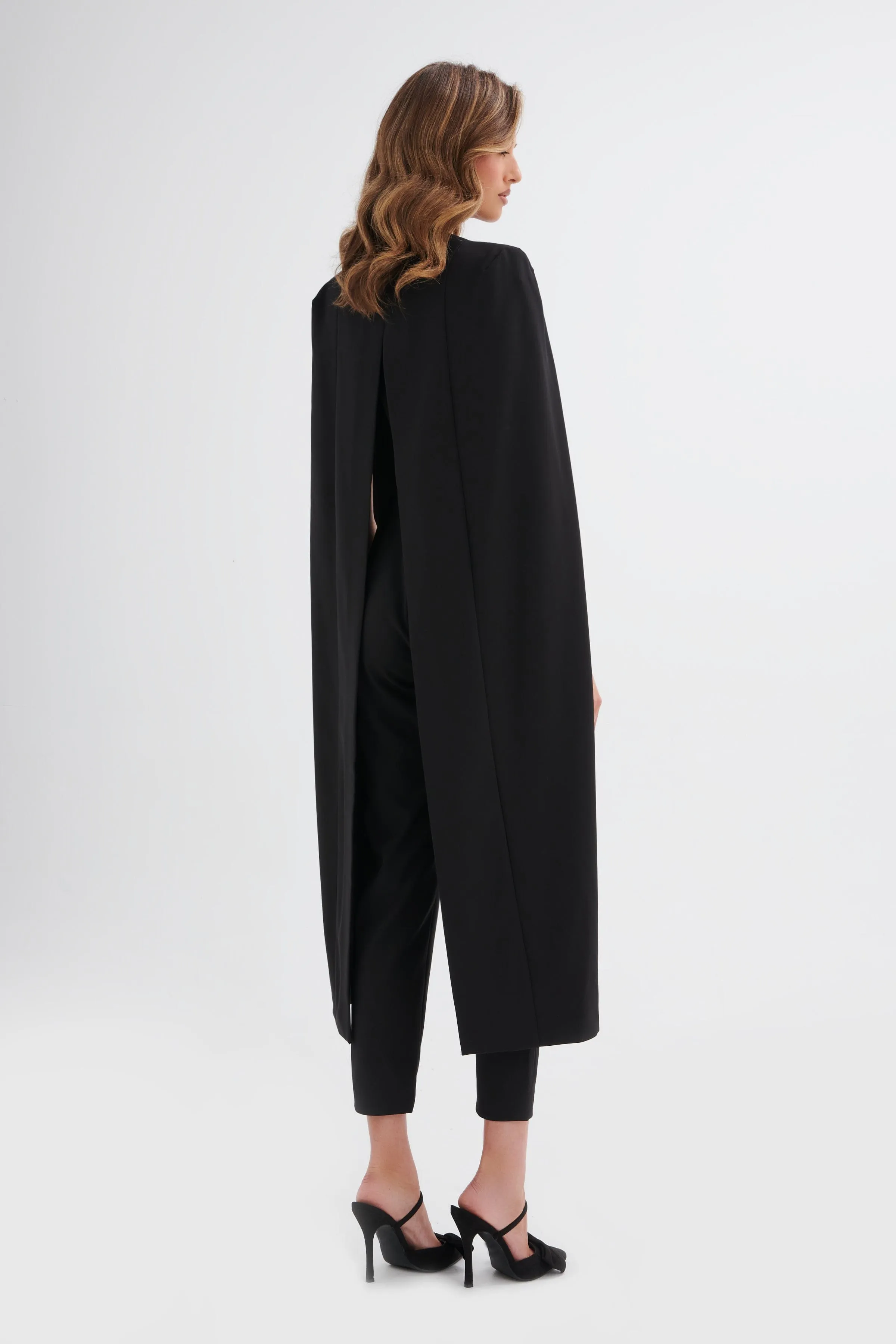 RAYNA Cape Style Tailored Jumpsuit in Black