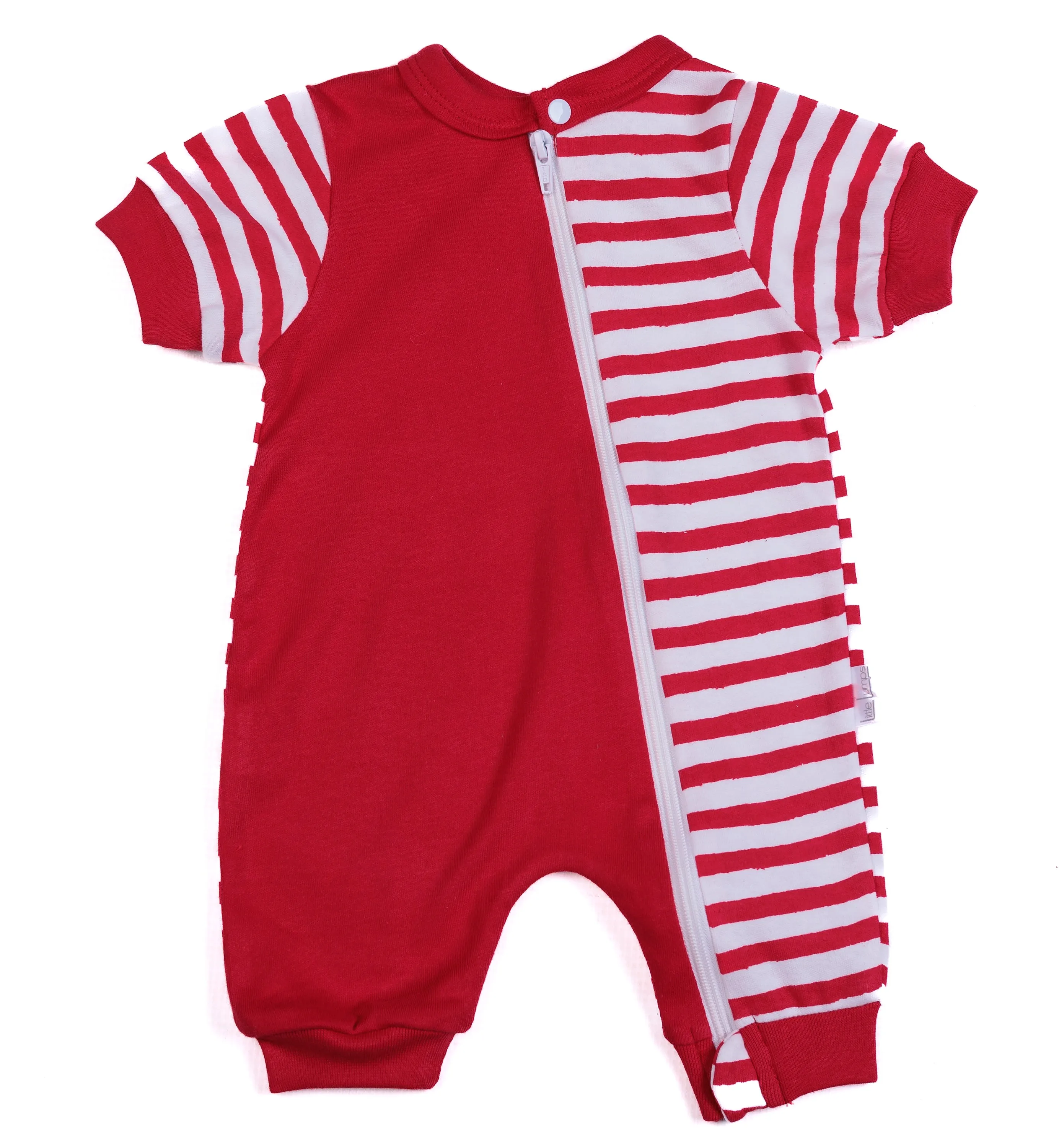 Red Stripey  Baby Zip Romper