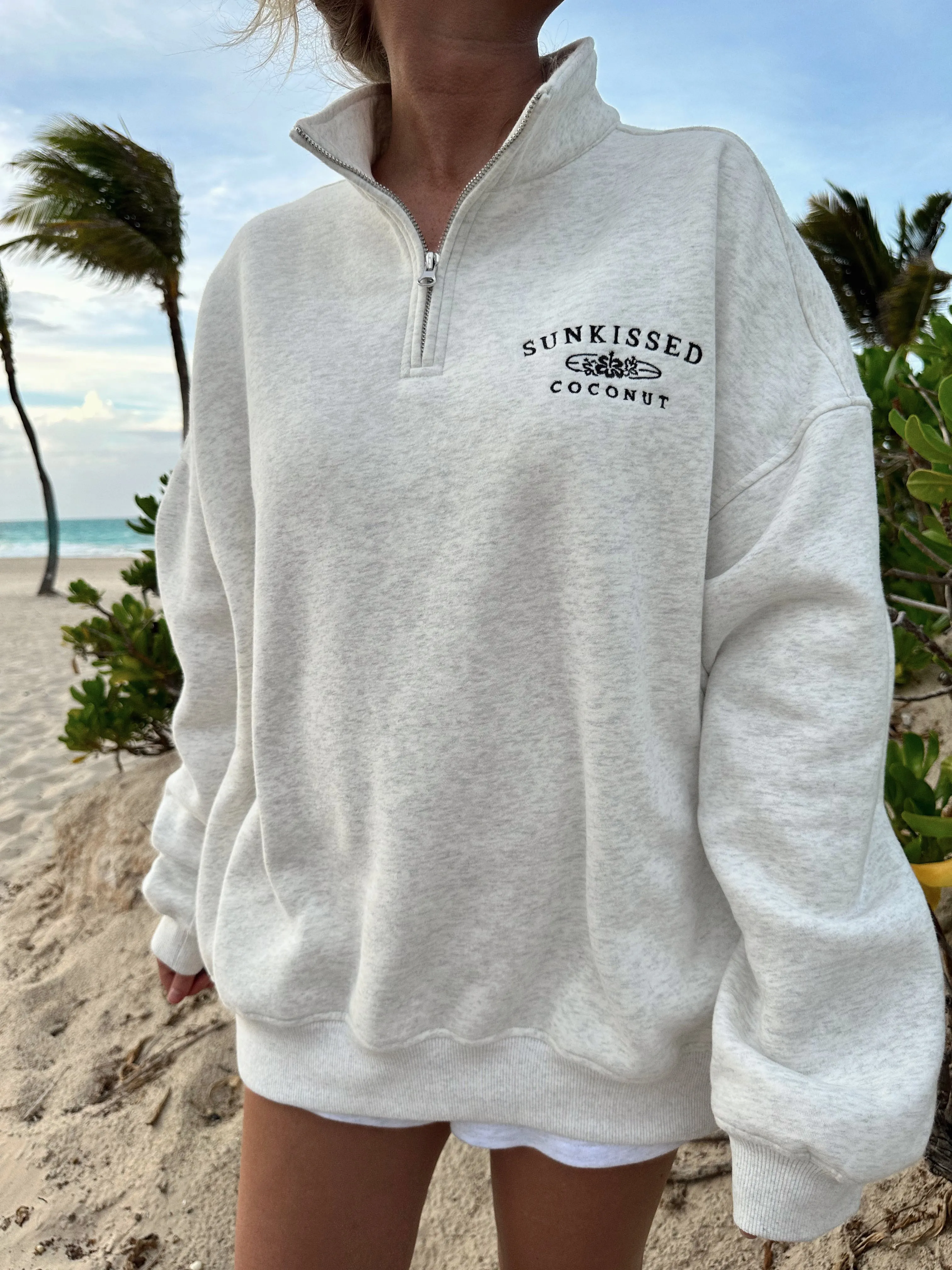 Salty Grey Quarter-Zip Sweatshirt