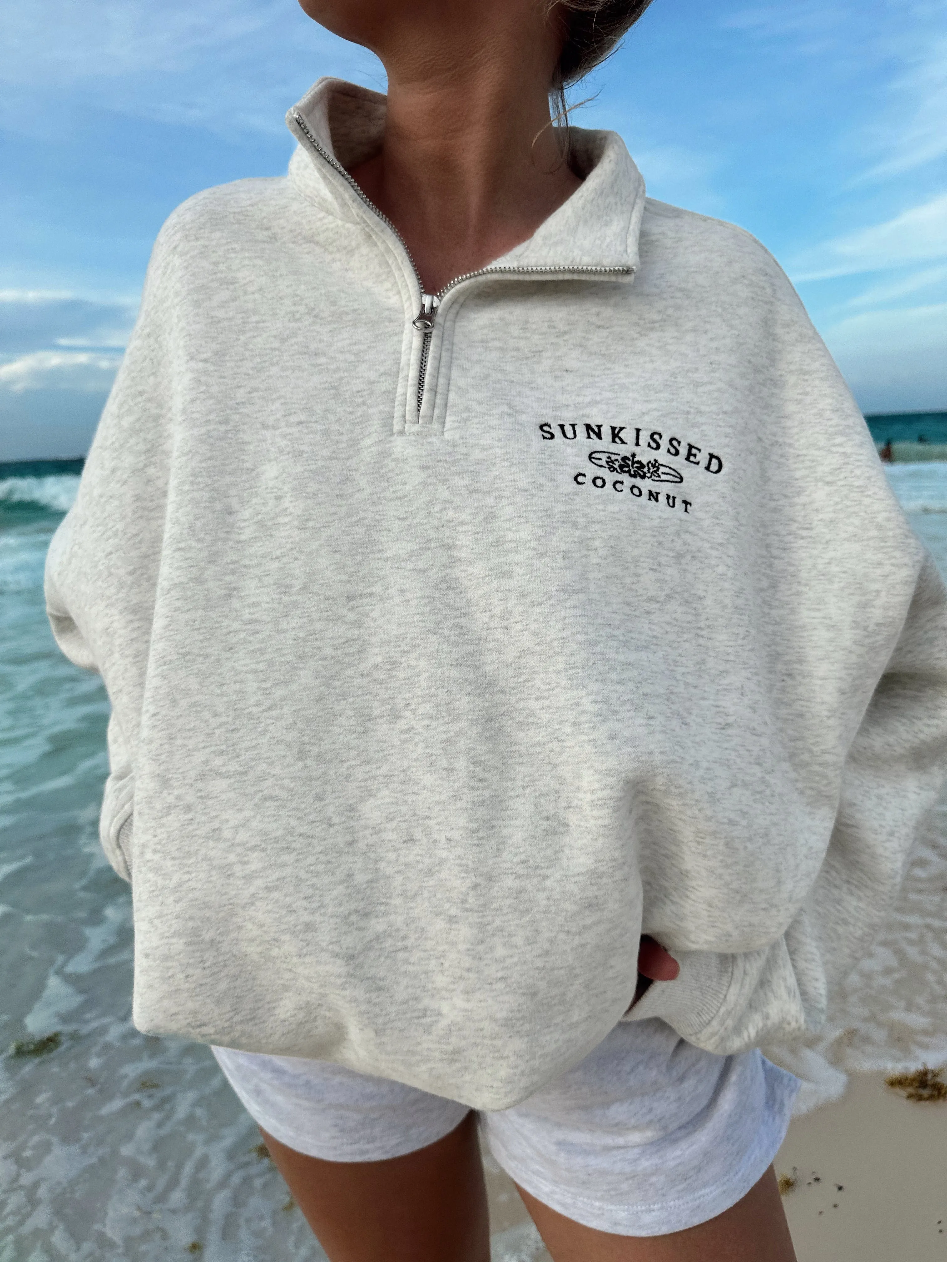 Salty Grey Quarter-Zip Sweatshirt