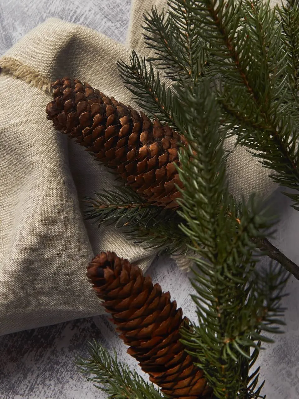 Set of 3 Artificial Fir Branches with Pine Cones