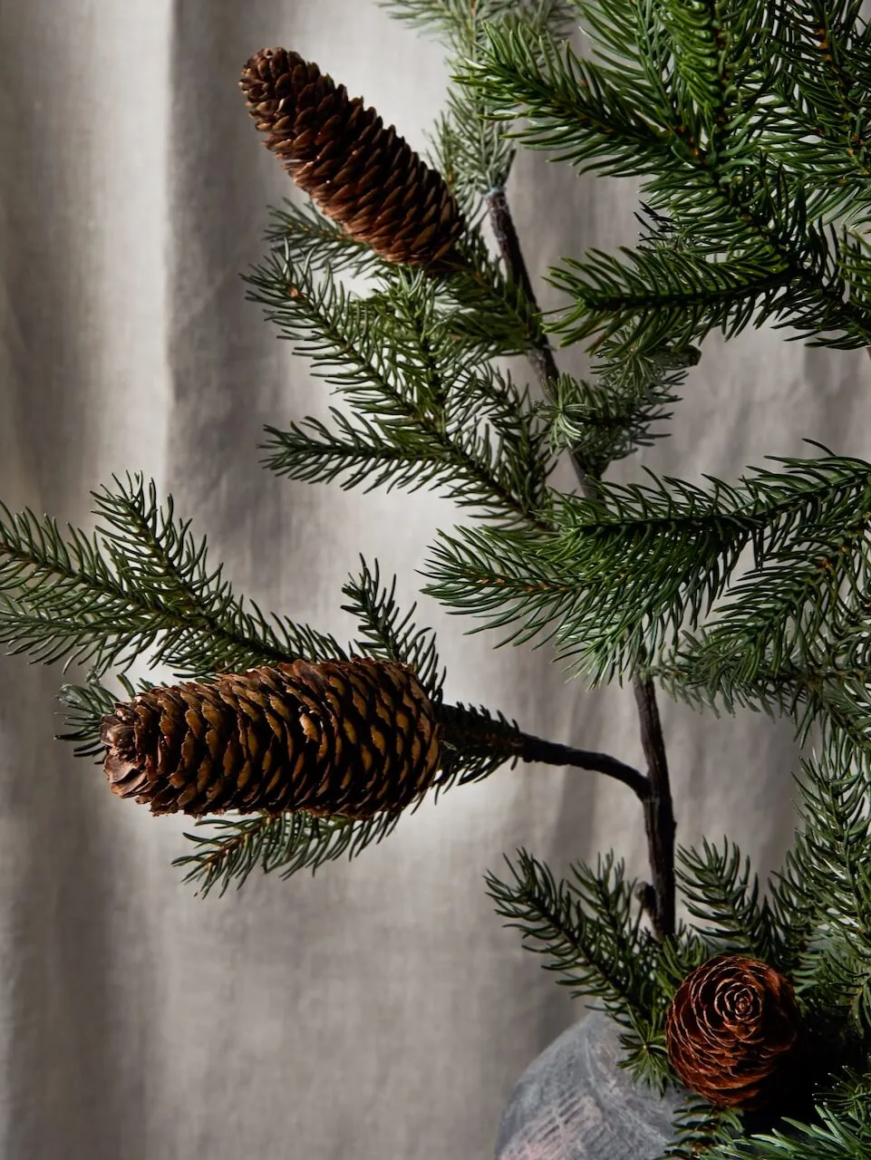 Set of 3 Artificial Fir Branches with Pine Cones