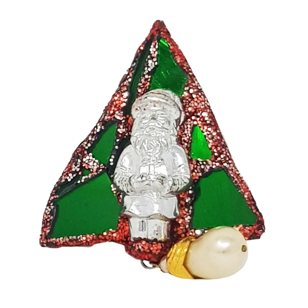 SILVER SANTA BROOCH