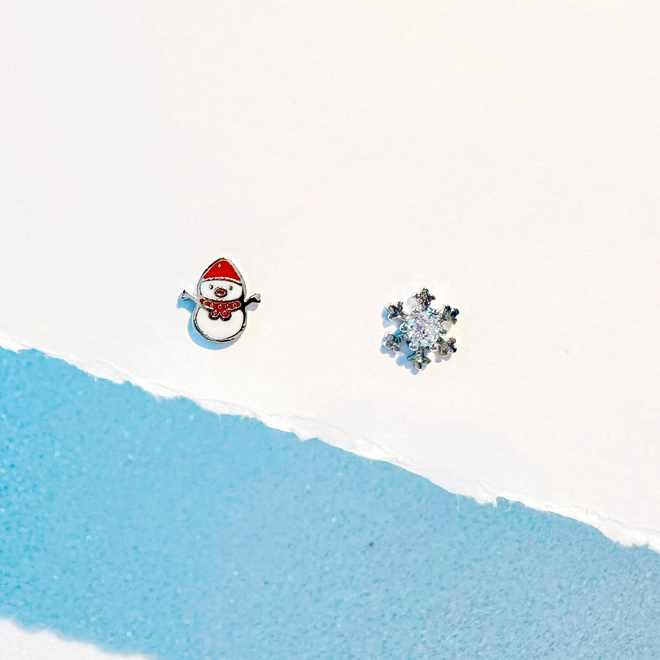 Silver Snowman & Snowflake Earrings