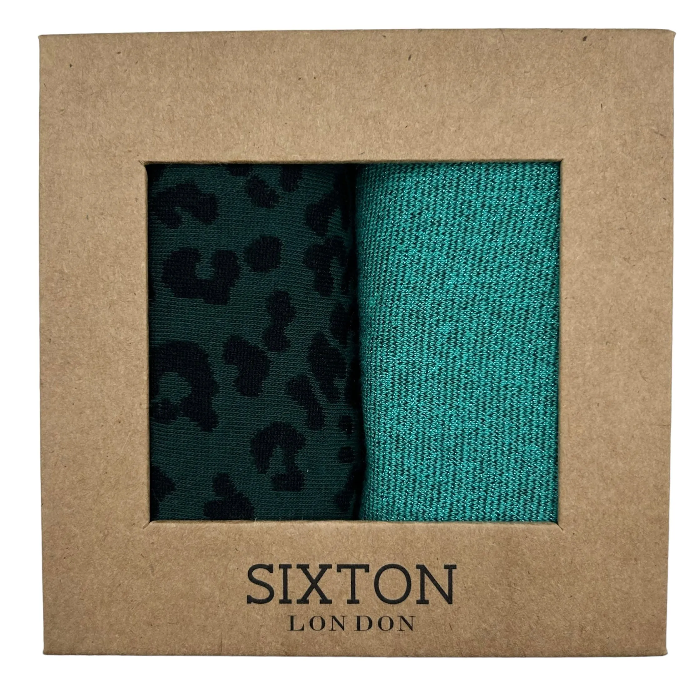 Turquoise Tokyo and leopard  sock box duo