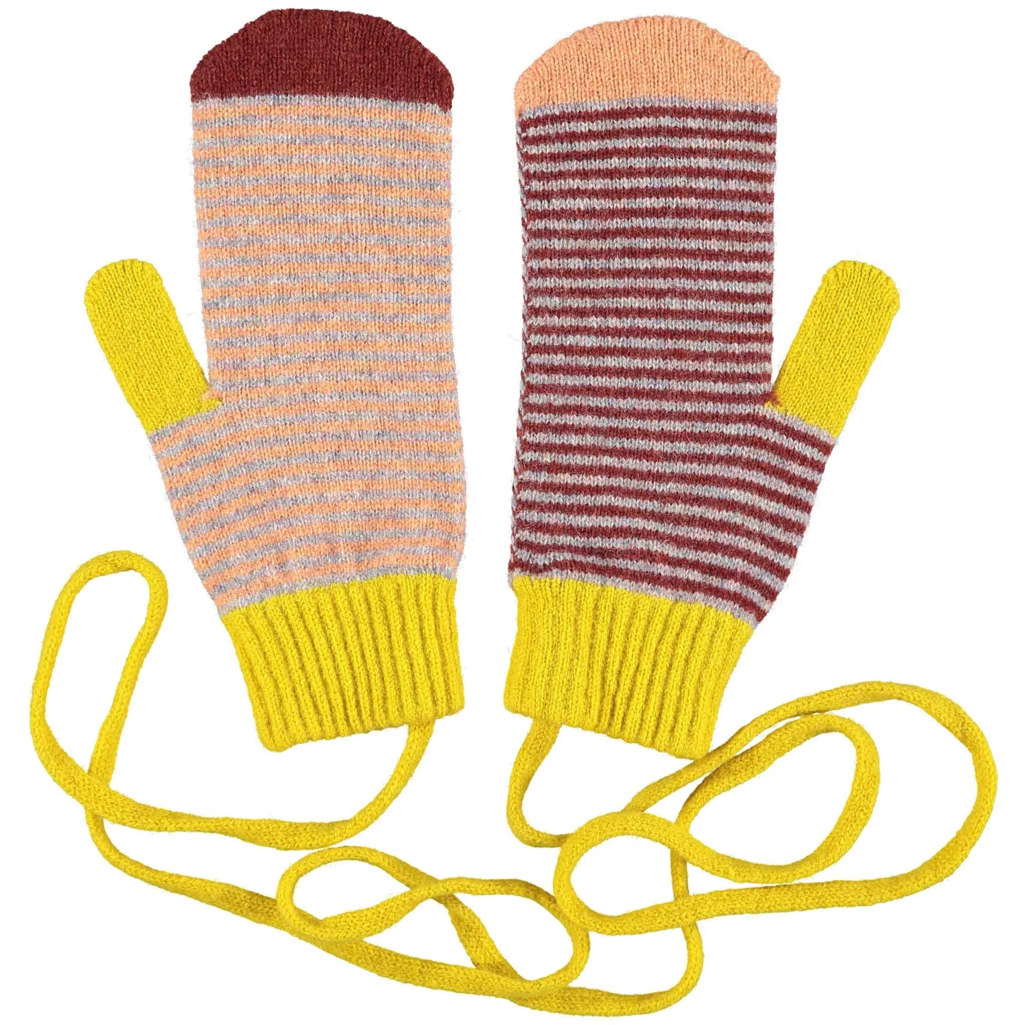 Women's Electric Yellow Lambswool Mittens on a String