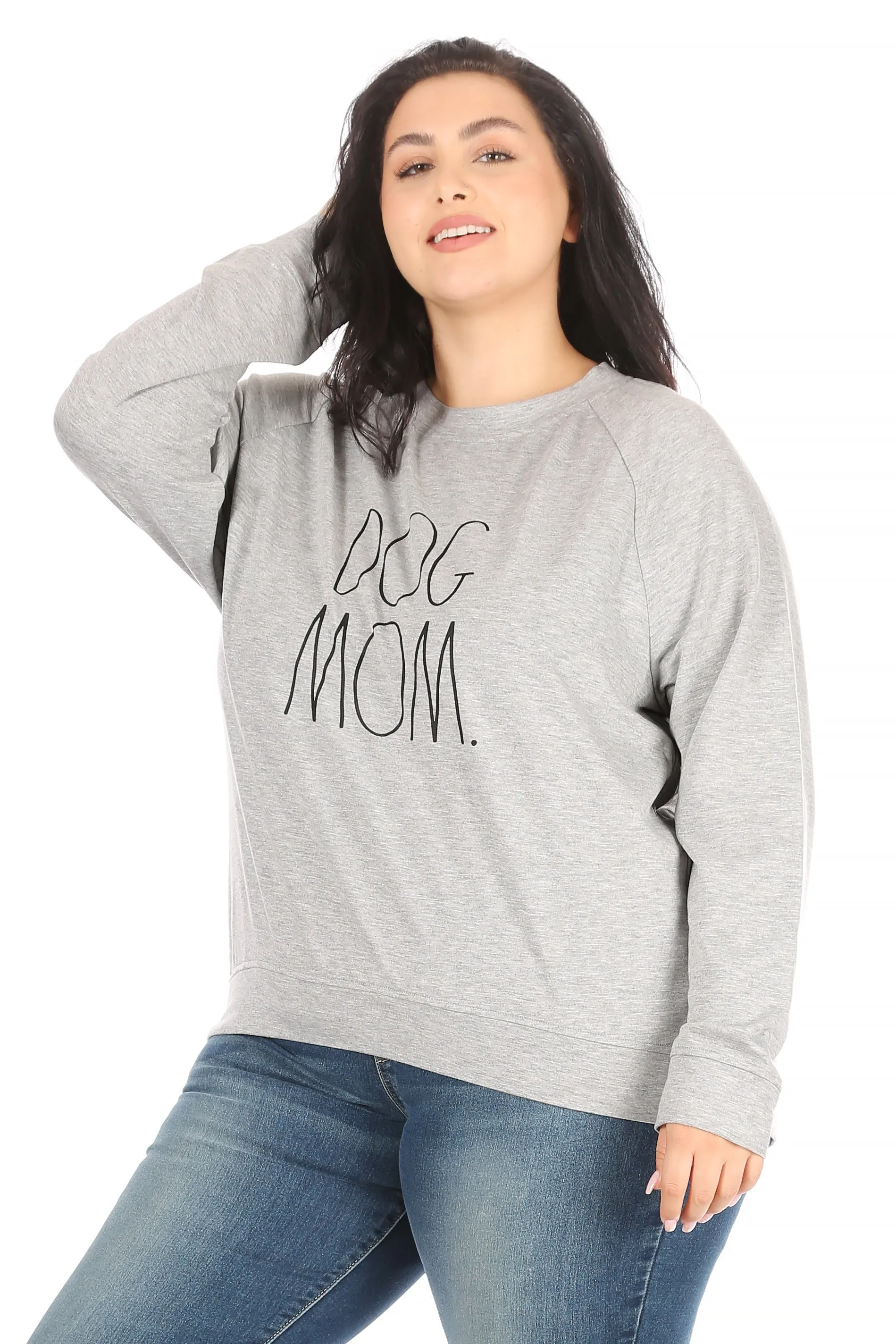 Women's "DOG MOM" Plus Size Studio Raglan Pullover Sweatshirt